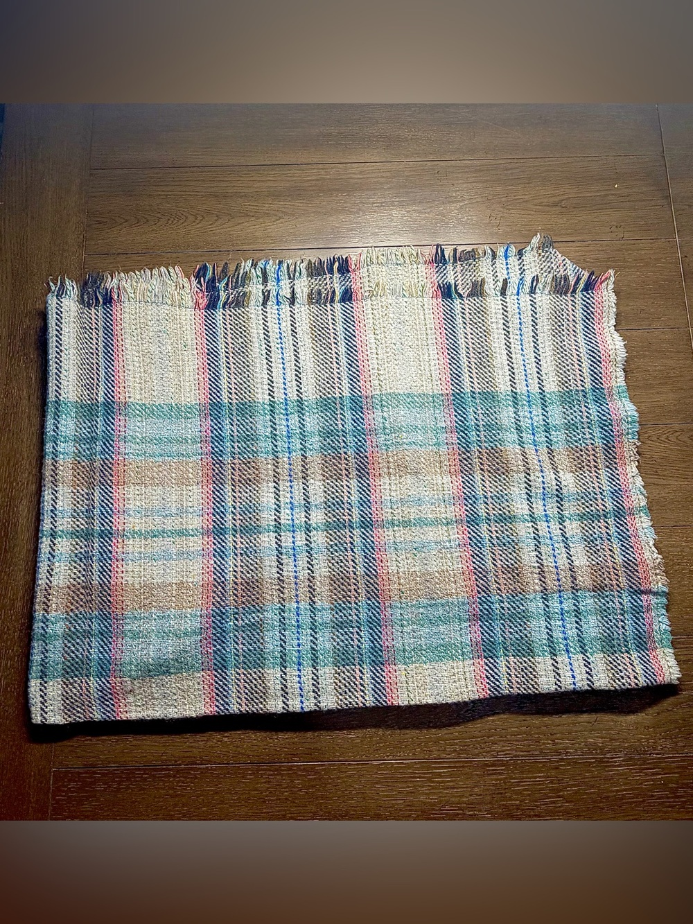English Heritage 100% Wool Fringed Plaid Blanket Cottagecore 60” x 42”